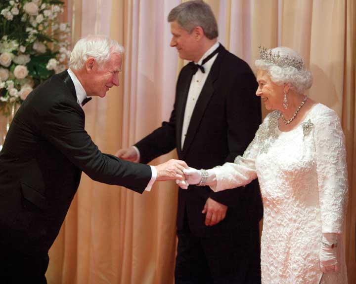 David Johnston, Canada's Governor General designate, meets Her Majesty Queen Elizabeth II in Toronto on July 5. Photo: Jason Ransom / Prime Minister's Office