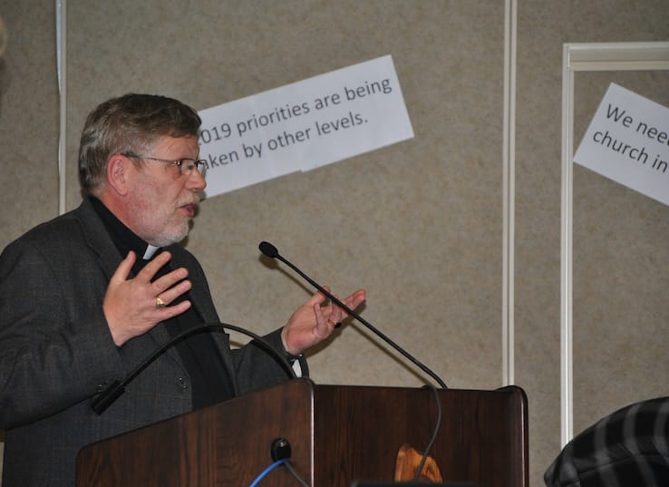 Dean Peter Wall, chair of the 2013 General Synod planning committee, shares updates. Photo: Marites N. Sison