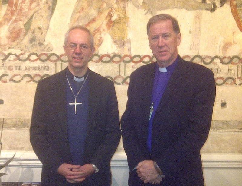 (L to R): Archbishop of Canterbury-elect Justin Welby and Archbishop Fred Hiltz, primate of the Anglican Church of Canada. Photo: Paul Feheley