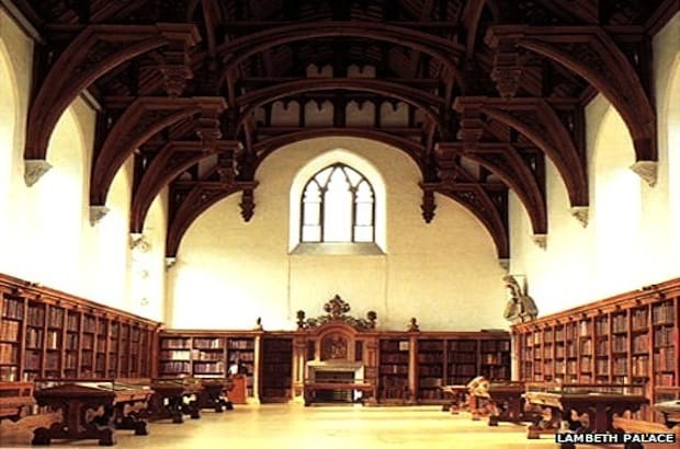 The Great Hall at Lambeth Palace is home to 120,000 books. Photo: Lambeth Palace