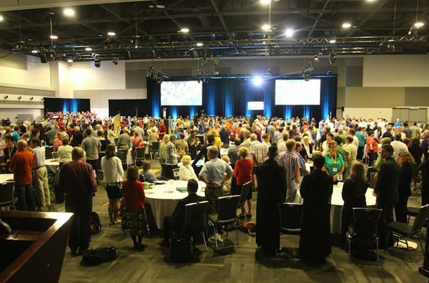 About 600 Anglicans and Lutherans gather at the plenary hall for the start of their Joint Assembly, July 3 to 7. Photo: Art Babych