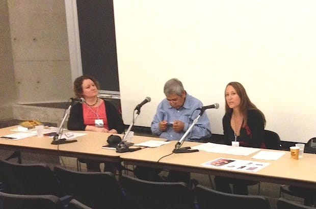 (L to R): Lori Ransom, the Rev. Andrew Wesley, and Dawn Maracle speak at the North American Interfaith Network conference held Aug. 11 to 14 in Toronto. Photo: Marites N. Sison