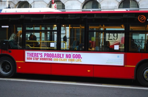 The atheist bus advertisement, which rolled out in Canada in 2009, was based on a similar campaign in the U.K. Photo: Jon Worth