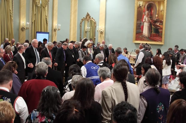 About 300 people gathered at Rideau Hall, the official home and workplace of the governor general, for the ceremony marking the end of the Truth and Reconciliation Commission’s work. Photo: Art Babych