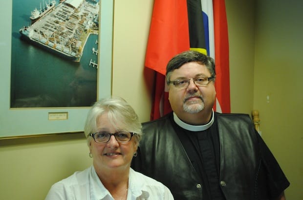 The Rev. Judith Alltree, executive director of the Mission to Seafarers of Southern Ontario, and Archdeacon David Anderson, rector of St. John the Evangelist, Hamilton, Ont. Photo: André Forget