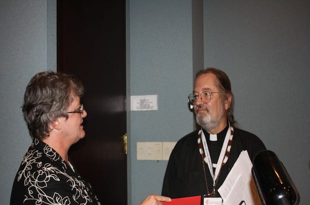 The Rev. Eileen Scully, director of faith, worship and ministry, and National Indigenous Anglican Bishop Mark MacDonald. Photo: Harvey Shepherd
