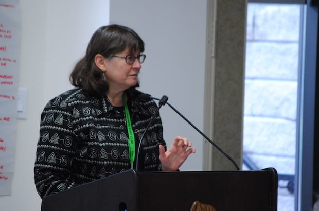 Archdeacon Lynne McNaugton, of the ecclesiastical province of British Columbia, calls for the building of relationships between Indigenous and non-Indigenous people at the local level. Photo: André Forget
