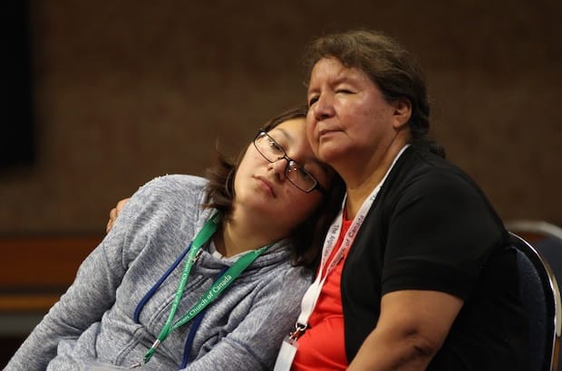 The Rev. Nancy Bruyere and her granddaughter, Ariana Dorie, at Sacred Circle 2015. Photo: Anglican Video