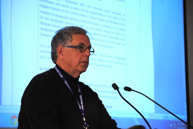 Canon (lay) David Jones discusses the report of the Commission on the Marriage Canon at a special meeting of Council of General Synod in September 2015. Photo: André Forget