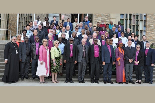Anglican Consultative Council members who attended the council’s 16th meeting April 8-19 pose on the steps of the Cathedral of the Holy Cross in Lusaka, Zambia: Photo: Mary Frances Schjonberg/Episcopal News Service