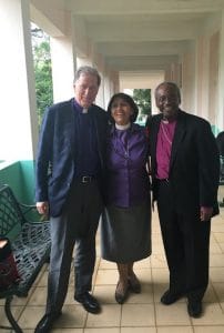 (L-R) Primate Fred Hiltz, Bishop Griselda Delgado del Carpio and Presiding Bishop Michael Curry together for the first time at the Metropolitan Council of Cuba meeting in Havana. Photo: Sharon Jones