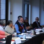 National Anglican Bishop Mark MacDonald (centre) gives Council of General Synod members some background information on Indigenous self-determination. Photo: André Forget