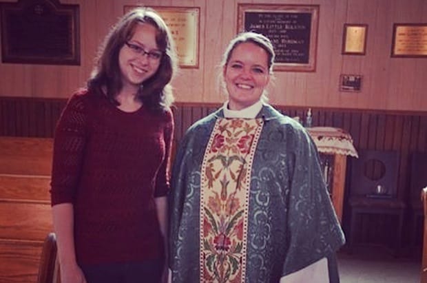As part of the new Youth Internship Program, Lizzy Jones, left, and the Rev. Kerri Brennan are recording the memories and stories of Anglicans at the parish of Metcalfe-Greely & Vernon. Photo: Contributed