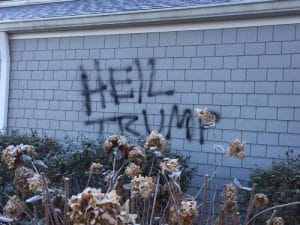 Vandals spray-painted "Heil Trump" on the exterior of St. David's Episcopal Church in Bean Blossom, Indiana, sometime either late Nov. 12 or early Nov. 13. Photo: Facebook
