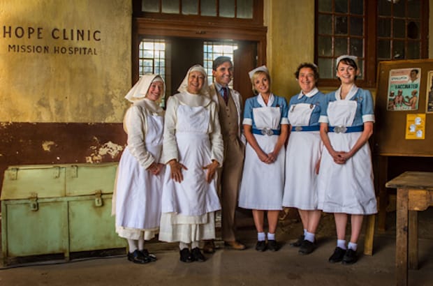 The cast of Call the Midwife on set in South Africa. Photo: BBC/Neal Street Productions