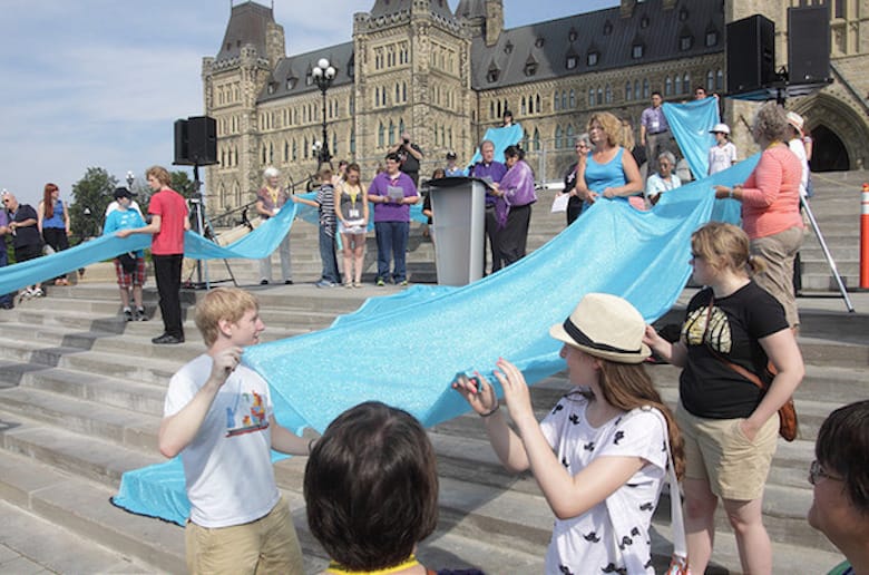 Anglicans and Lutherans hold a prayer service on Parliament Hill in 2013, urging the government to provide clean water for all. File photo: Art Babych