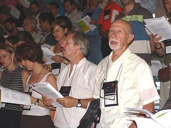 Jose Miguez Bonino, far right, at the 2006 WCC 9th Assembly in Porto Alegre, Brazil. Photo: Daniel Favaro/ WCC