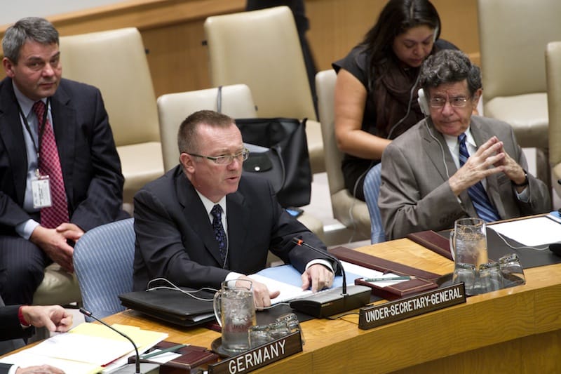 Jeffrey Feltman (second from left), Under-Secretary-General for Political Affairs, briefs the U.N. Security Council on the situation in Libya a day after the U.S. consulate in Benghazi was attacked. Photo: UN Photo/Eskinder Debebe