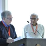 (L to R) Chancellor David Jones and Archdeacon Sidney Black, ACIP co-chair, discuss the proposed amendments to Canon 22, the section on the church's national indigenous ministry. Photo: Marites N. Sison