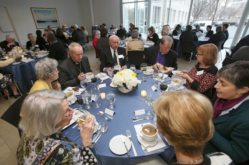Archbishop Fred Hiltz hosted a dinner for the Archbishop of Canterbury Justin Welby and his wife, Caroline, at St. James’ Cathedral Centre. Guests included “a host of people from Canada who are so deeply committed to the works of the Anglican Communion,” said Hiltz. Photo: Michael Hudson