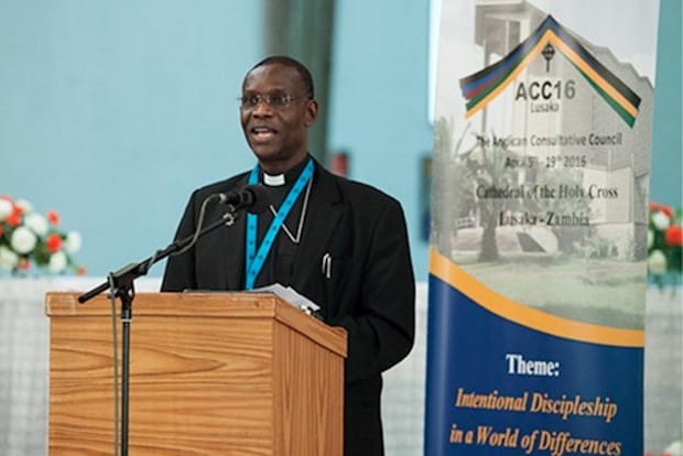 Archbishop Josiah Idowu-Fearon, secretary general of the Anglican Communion, delivers his report to members of the Anglican Consultative Council, meeting at the Cathedral of the Holy Cross in Lusaka, Zambia. Photo: ACNS