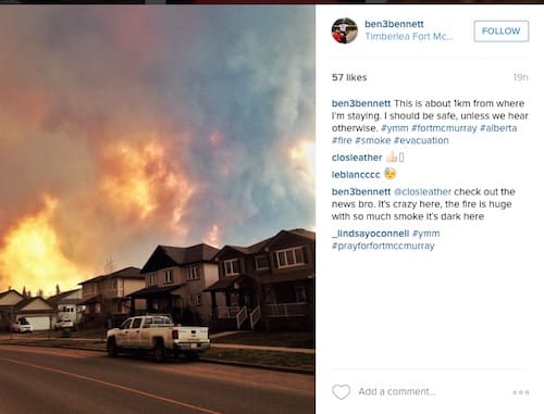 Several of Fort McMurray's residential neighbourhoods have been devastated by the fire. Photo: Instagram/ben3bennet