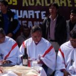 (L-R): The Rev. Cristiano Rojas, the Rev. Mateo Alto and the Rev. Urbano Duarte during their consecration as suffragan bishops in the diocese of North Argentina. Photo: Contributed
