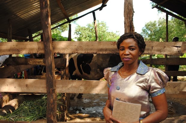 Jemirozi Mkali, a single mother of three, has been able to achieve a measure of personal independence after receiving a cow through a PWRDF program. Photo: André Forget 