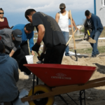 Members of the Tataskewyak Cree Nation prepare sandbags following threat of floods in their area. Photo: Contributed