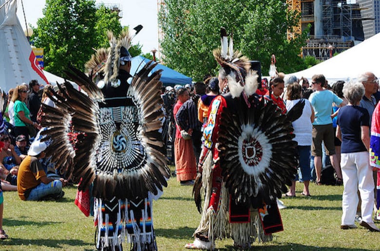 Participants at a powwow held in June 2010 during the first Truth and Reconciliation Commission national event in Winnipeg. Photo: Marites N. Sison