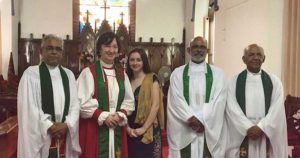 Bishop Jenny Andison (second from left) meets with Anglican clergy in India. Photo: Contributed